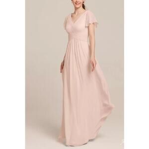 AW BRIDAL sz 10 L pearl pink Griffin chiffon wedding guest maxi dress NEW b170